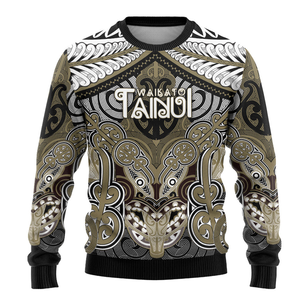 Aotearoa Iwi Waikato Tainui Personalised Ugly Christmas Sweater Maori Kowhaiwhai Pattern LT19 - Polynesian Pride