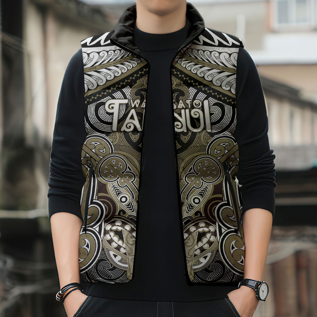 Aotearoa Iwi Waikato Tainui Personalised Sleeveless Puffer Jacket Maori Kowhaiwhai Pattern