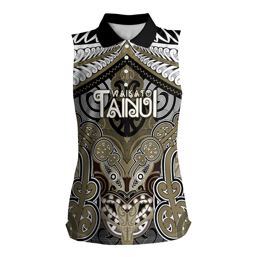Aotearoa Iwi Waikato Tainui Personalised Women Sleeveless Polo Shirt Maori Kowhaiwhai Pattern