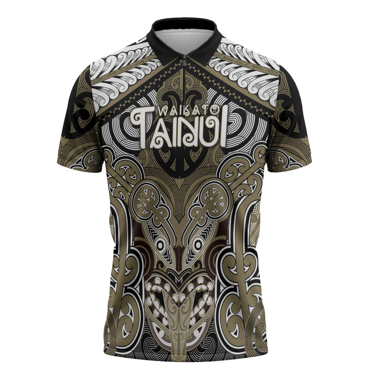 Aotearoa Iwi Waikato Tainui Personalised Zipper Polo Shirt Maori Kowhaiwhai Pattern