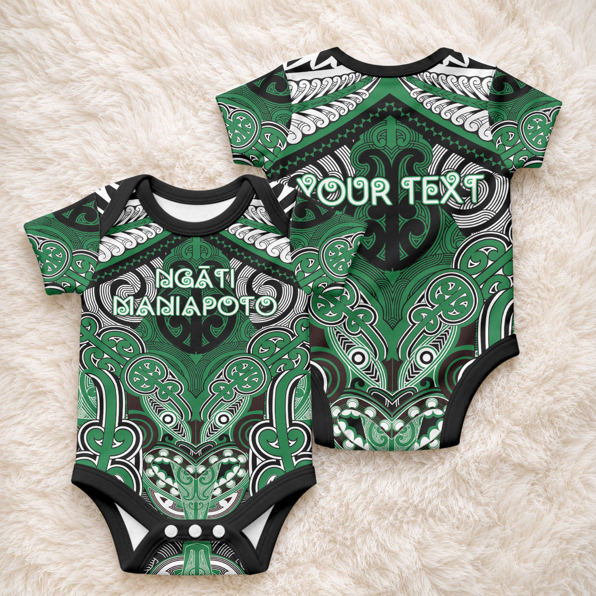Aotearoa Iwi Ngati Maniapoto Personalised Baby Onesie Maori Kowhaiwhai Pattern