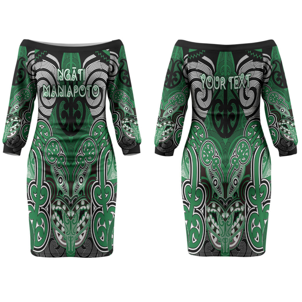 Aotearoa Iwi Ngati Maniapoto Personalised Couples Matching Off The Shoulder Long Sleeve Dress and Long Sleeve Button Shirt Maori Kowhaiwhai Pattern