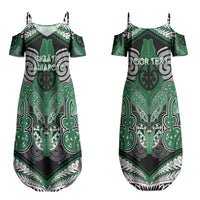 Aotearoa Iwi Ngati Maniapoto Personalised Couples Matching Summer Maxi Dress and Long Sleeve Button Shirt Maori Kowhaiwhai Pattern