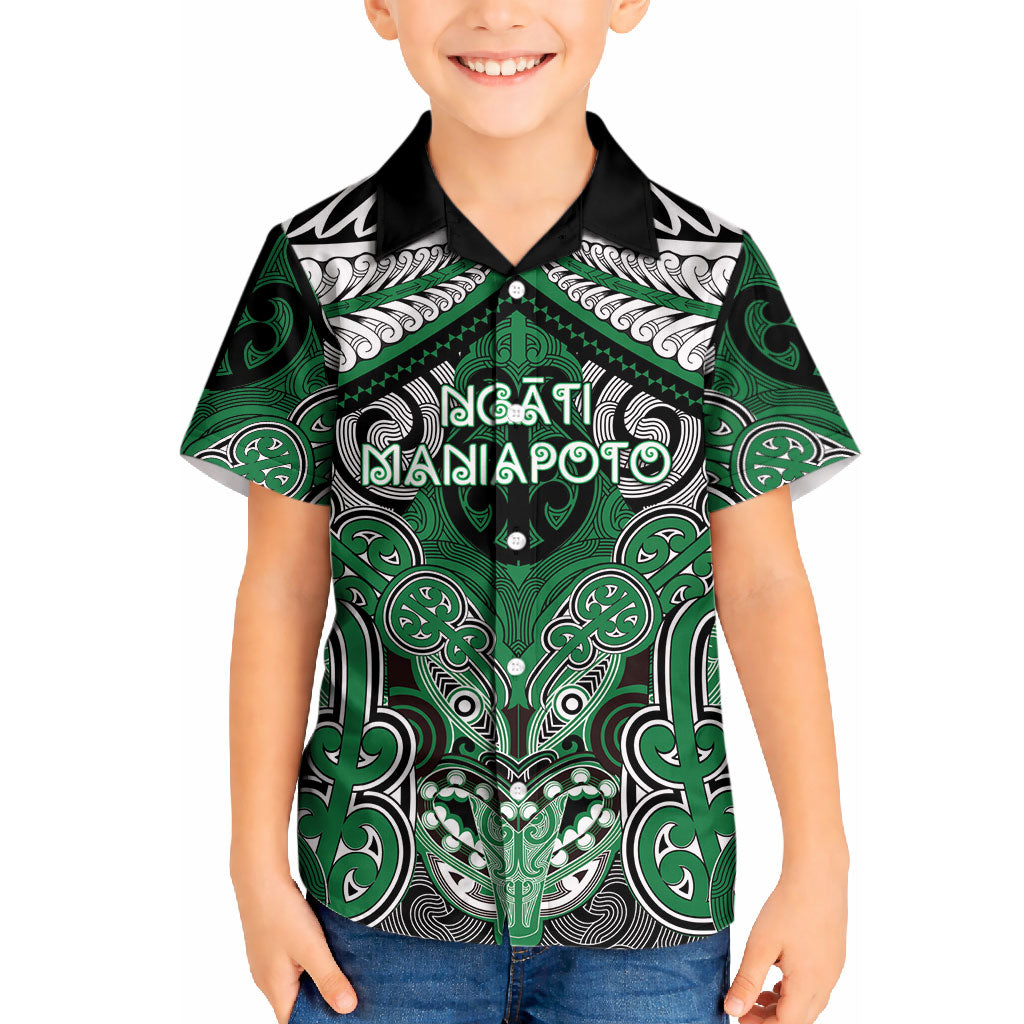 Aotearoa Iwi Ngati Maniapoto Personalised Kid Hawaiian Shirt Maori Kowhaiwhai Pattern