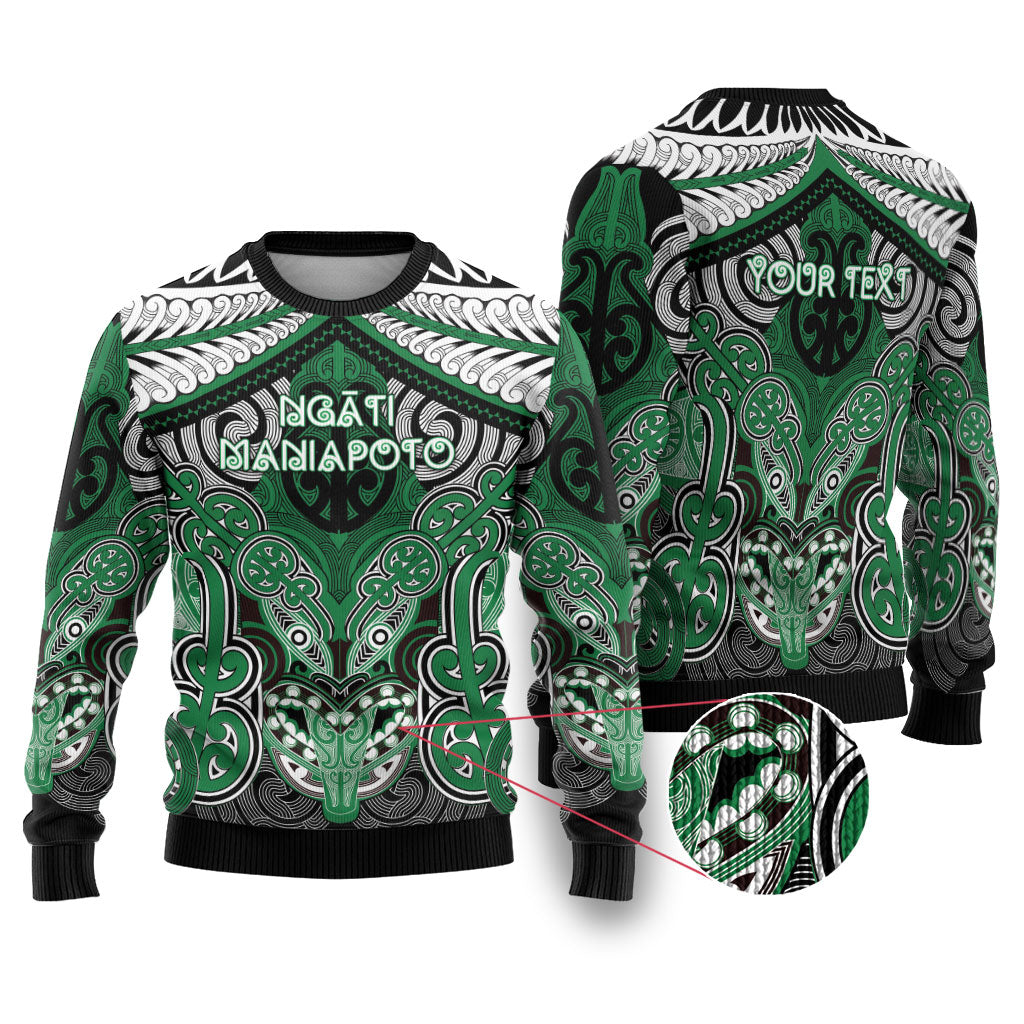 Aotearoa Iwi Ngati Maniapoto Personalised Ugly Christmas Sweater Maori Kowhaiwhai Pattern