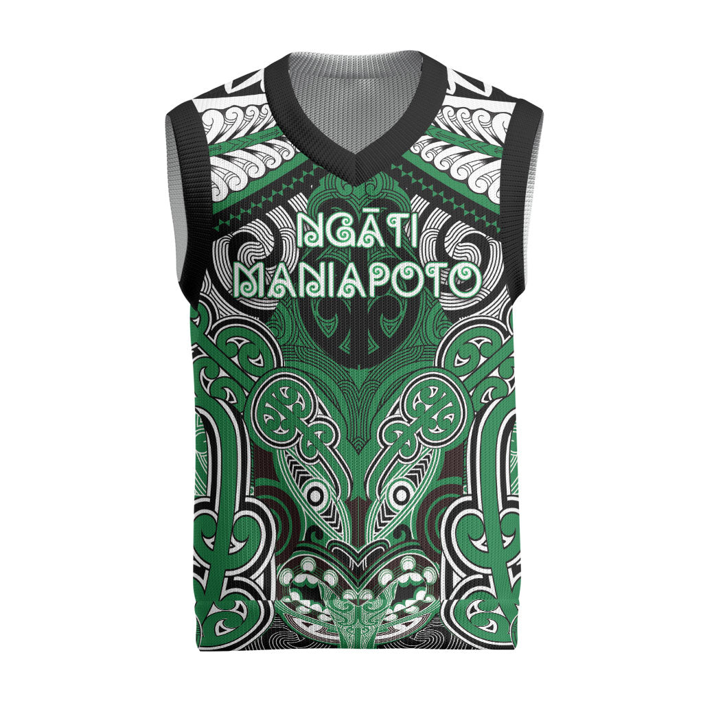 Aotearoa Iwi Ngati Maniapoto Personalised Christmas Knitted V-Neck Vest Maori Kowhaiwhai Pattern