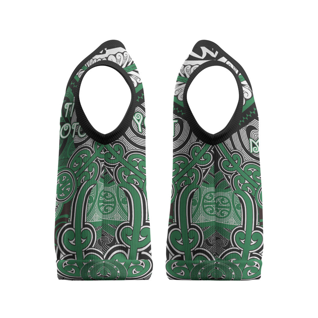 Aotearoa Iwi Ngati Maniapoto Personalised Christmas Knitted V-Neck Vest Maori Kowhaiwhai Pattern