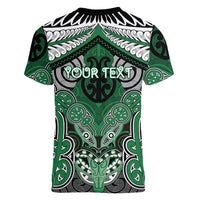 Aotearoa Iwi Ngati Maniapoto Personalised Women V-Neck T-Shirt Maori Kowhaiwhai Pattern