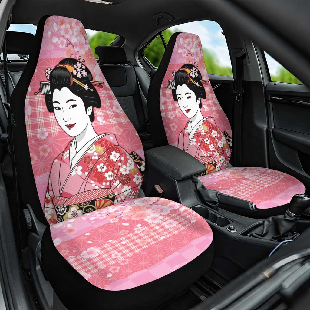 Japanese Geisha Cherry Blossom Car Seat Cover Pink Palaka Hawaii Pattern Fusion Design LT19 One Size Pink - Polynesian Pride