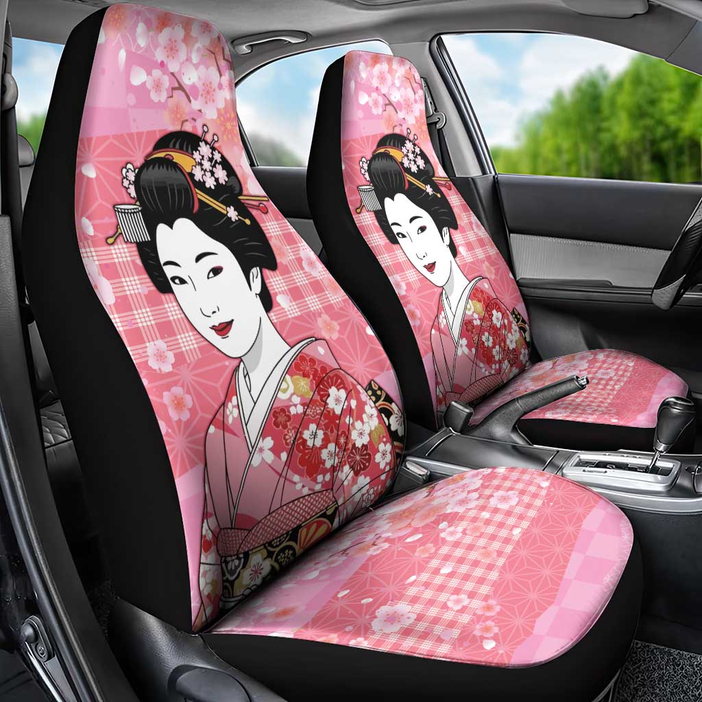 Japanese Geisha Cherry Blossom Car Seat Cover Pink Palaka Hawaii Pattern Fusion Design LT19 - Polynesian Pride