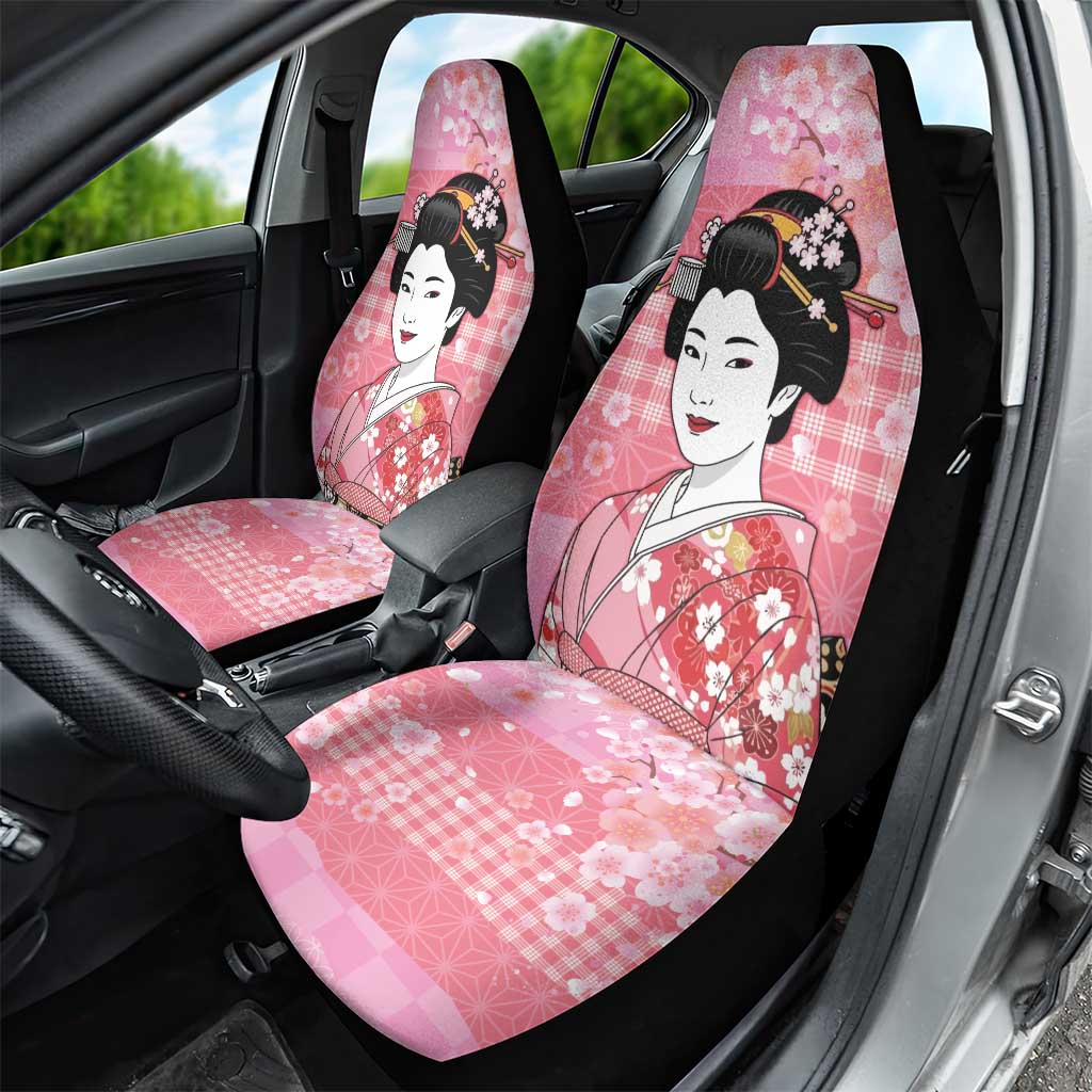 Japanese Geisha Cherry Blossom Car Seat Cover Pink Palaka Hawaii Pattern Fusion Design LT19 - Polynesian Pride