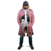 Japanese Geisha Cherry Blossom Cloak Pink Palaka Hawaii Pattern Fusion Design