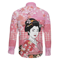 Japanese Geisha Cherry Blossom Family Matching Puletasi and Hawaiian Shirt Pink Palaka Hawaii Pattern Fusion Design LT19 - Polynesian Pride