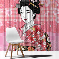 Japanese Geisha Cherry Blossom Window Curtain Pink Palaka Hawaii Pattern Fusion Design LT19 - Polynesian Pride