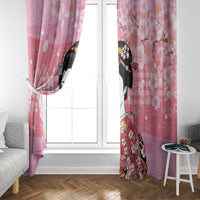 Japanese Geisha Cherry Blossom Window Curtain Pink Palaka Hawaii Pattern Fusion Design LT19 - Polynesian Pride