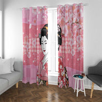Japanese Geisha Cherry Blossom Window Curtain Pink Palaka Hawaii Pattern Fusion Design LT19 With Grommets Pink - Polynesian Pride