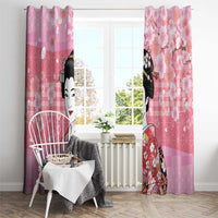 Japanese Geisha Cherry Blossom Window Curtain Pink Palaka Hawaii Pattern Fusion Design LT19 - Polynesian Pride