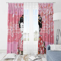 Japanese Geisha Cherry Blossom Window Curtain Pink Palaka Hawaii Pattern Fusion Design LT19 - Polynesian Pride