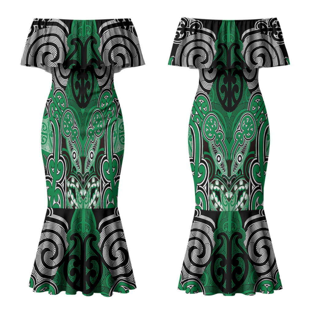 Aotearoa Iwi Ngai Tahu Personalised Couples Matching Mermaid Dress and Hawaiian Shirt Maori Kowhaiwhai Pattern