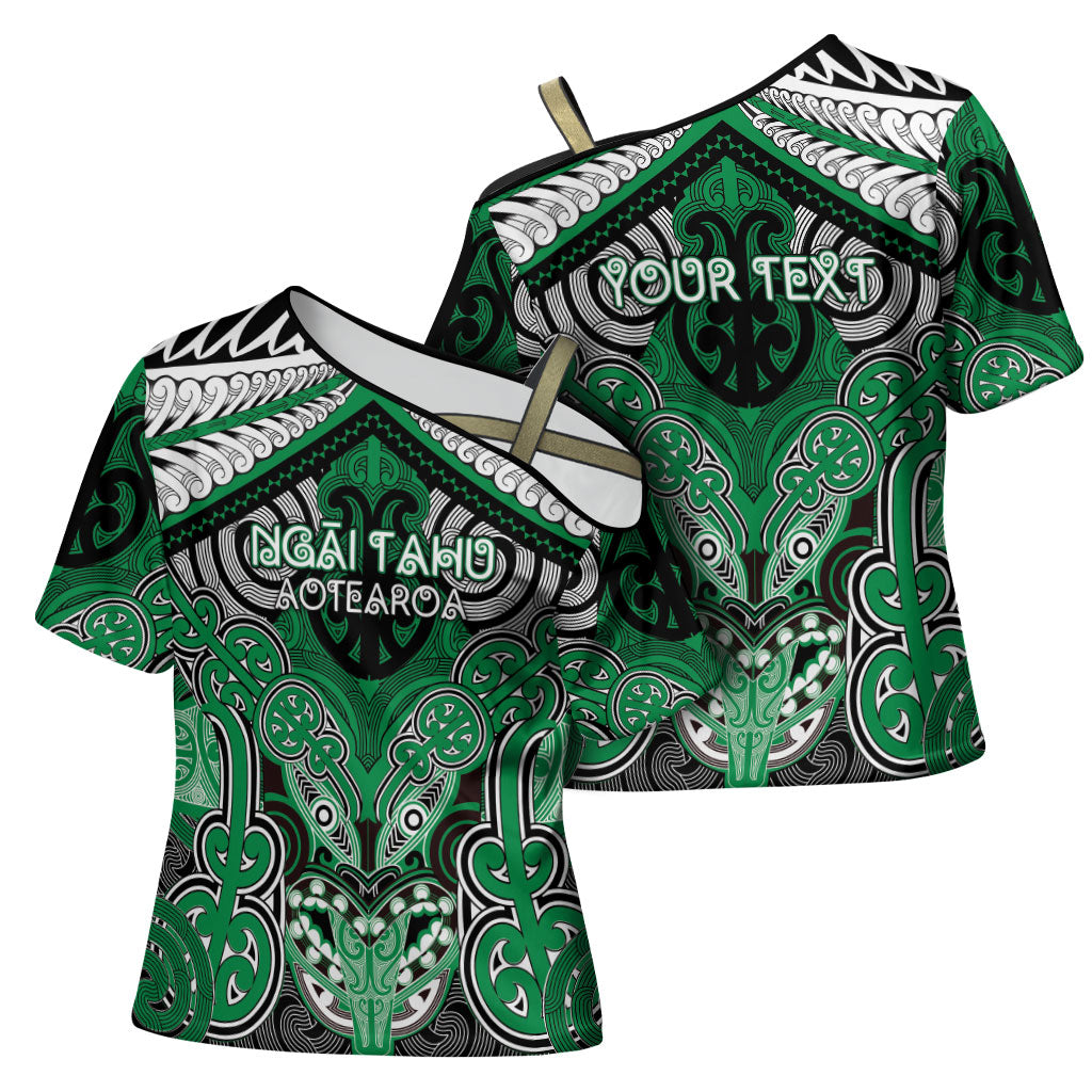 Aotearoa Iwi Ngai Tahu Personalised Cross Shoulder Shirt Maori Kowhaiwhai Pattern