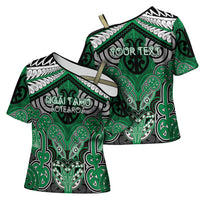 Aotearoa Iwi Ngai Tahu Personalised Cross Shoulder Shirt Maori Kowhaiwhai Pattern