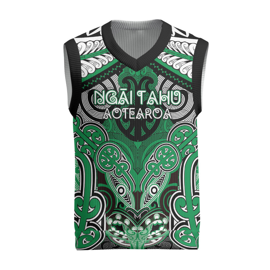 Aotearoa Iwi Ngai Tahu Personalised Christmas Knitted V-Neck Vest Maori Kowhaiwhai Pattern