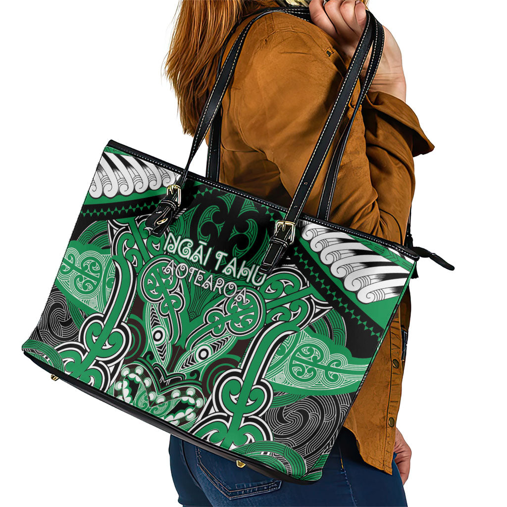 Aotearoa Iwi Ngai Tahu Leather Tote Bag Maori Kowhaiwhai Pattern