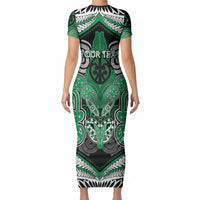 Aotearoa Iwi Ngai Tahu Personalised Short Sleeve Bodycon Dress Maori Kowhaiwhai Pattern