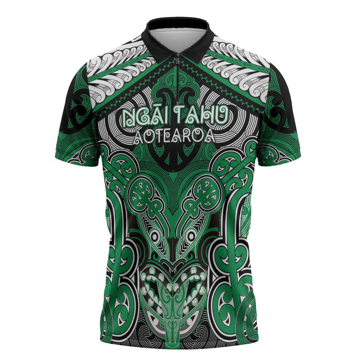 Aotearoa Iwi Ngai Tahu Personalised Zipper Polo Shirt Maori Kowhaiwhai Pattern