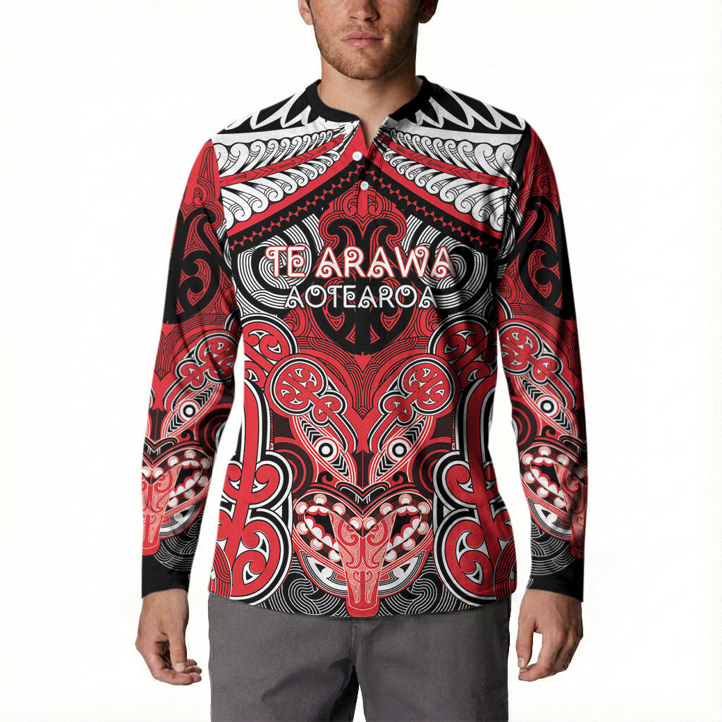Aotearoa Iwi Te Arawa Personalised Button Sweatshirt Maori Kowhaiwhai Pattern