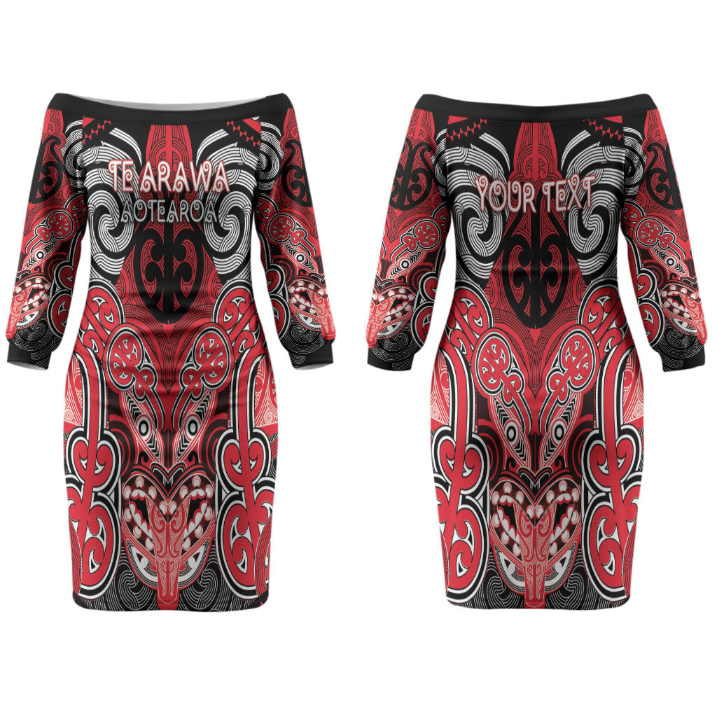 Aotearoa Iwi Te Arawa Personalised Couples Matching Off The Shoulder Long Sleeve Dress and Hawaiian Shirt Maori Kowhaiwhai Pattern