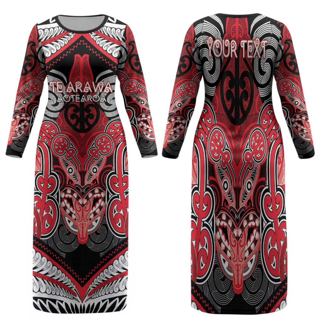 Aotearoa Iwi Te Arawa Personalised Family Matching Long Sleeve Bodycon Dress and Hawaiian Shirt Maori Kowhaiwhai Pattern