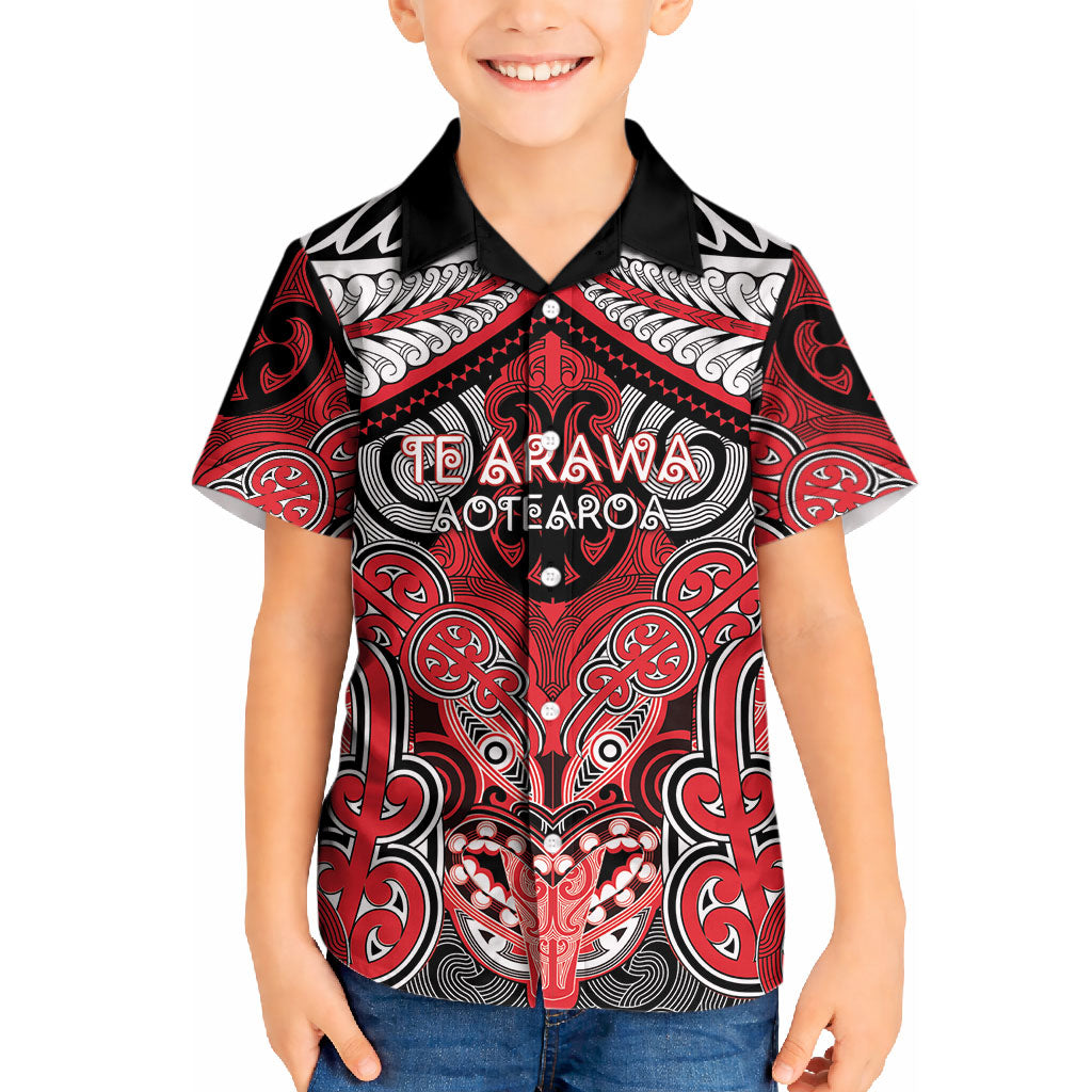 Aotearoa Iwi Te Arawa Personalised Kid Hawaiian Shirt Maori Kowhaiwhai Pattern