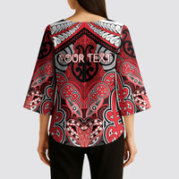 Aotearoa Iwi Te Arawa Personalised Kimono Sleeve Blouse Maori Kowhaiwhai Pattern