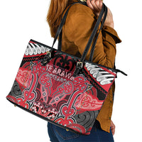 Aotearoa Iwi Te Arawa Leather Tote Bag Maori Kowhaiwhai Pattern