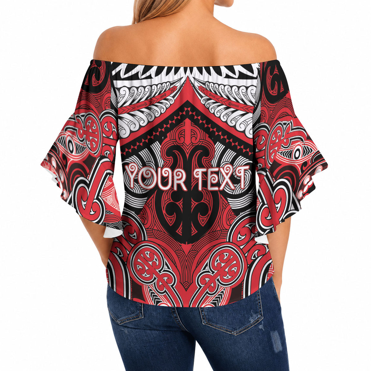 Aotearoa Iwi Te Arawa Personalised Off Shoulder Wrap Waist Top Maori Kowhaiwhai Pattern