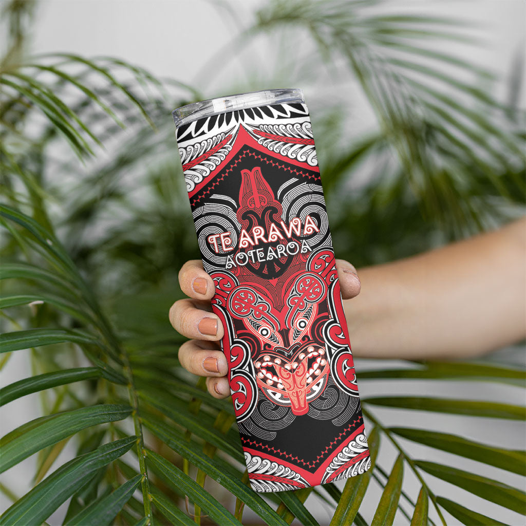 Aotearoa Iwi Te Arawa Personalised Skinny Tumbler Maori Kowhaiwhai Pattern