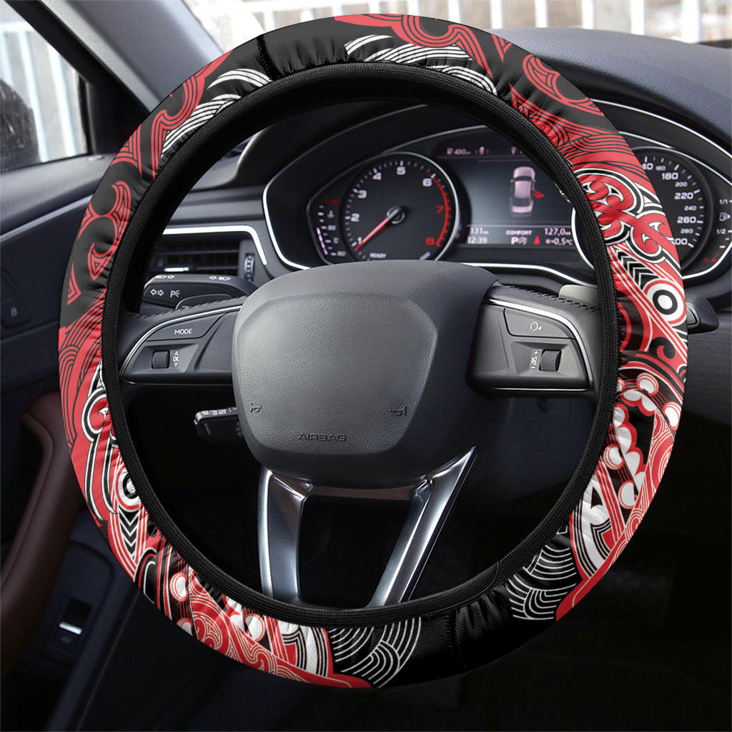 Aotearoa Iwi Te Arawa Steering Wheel Cover Maori Kowhaiwhai Pattern