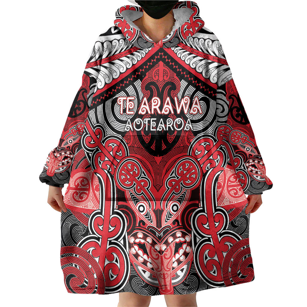 Aotearoa Iwi Te Arawa Personalised Wearable Blanket Hoodie Maori Kowhaiwhai Pattern