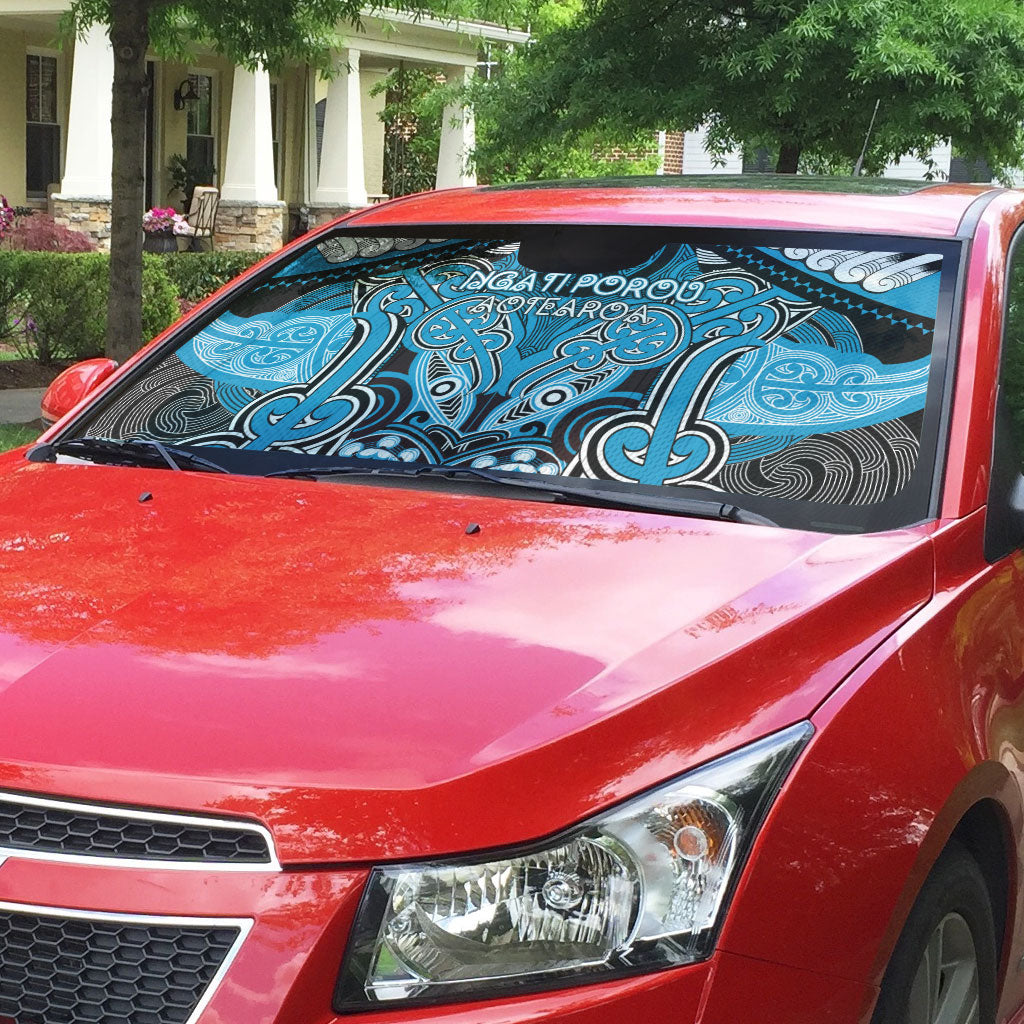 Aotearoa Iwi Ngati Porou Auto Sun Shade Maori Kowhaiwhai Pattern