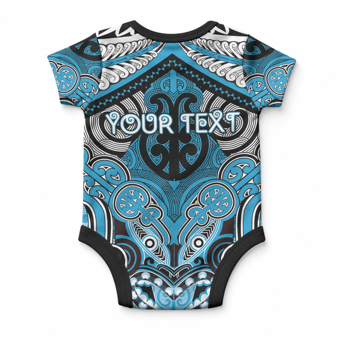 Aotearoa Iwi Ngati Porou Personalised Baby Onesie Maori Kowhaiwhai Pattern