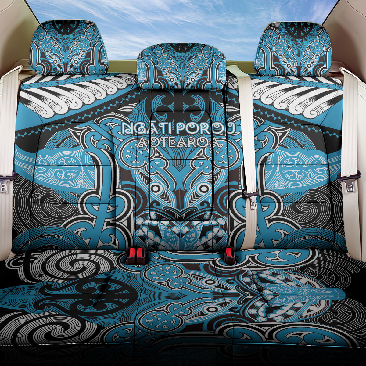 Aotearoa Iwi Ngati Porou Back Car Seat Cover Maori Kowhaiwhai Pattern