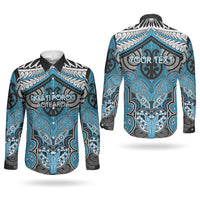 Aotearoa Iwi Ngati Porou Personalised Couples Matching Off Shoulder Maxi Dress and Long Sleeve Button Shirt Maori Kowhaiwhai Pattern