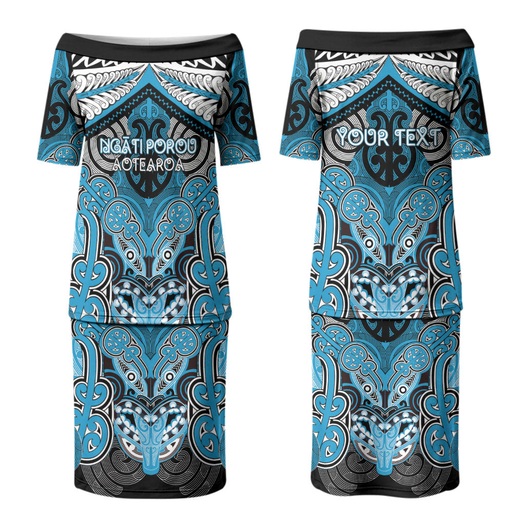 Aotearoa Iwi Ngati Porou Personalised Couples Matching Puletasi and Hawaiian Shirt Maori Kowhaiwhai Pattern