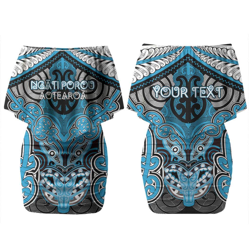 Aotearoa Iwi Ngati Porou Personalised Family Matching Off Shoulder Short Dress and Hawaiian Shirt Maori Kowhaiwhai Pattern