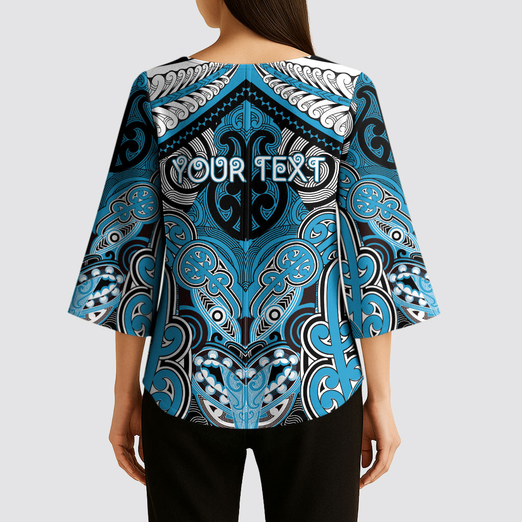 Aotearoa Iwi Ngati Porou Personalised Kimono Sleeve Blouse Maori Kowhaiwhai Pattern
