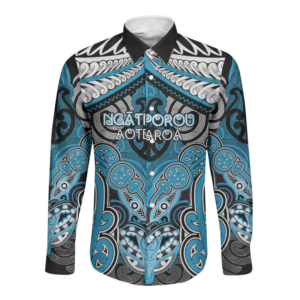 Aotearoa Iwi Ngati Porou Personalised Long Sleeve Button Shirt Maori Kowhaiwhai Pattern