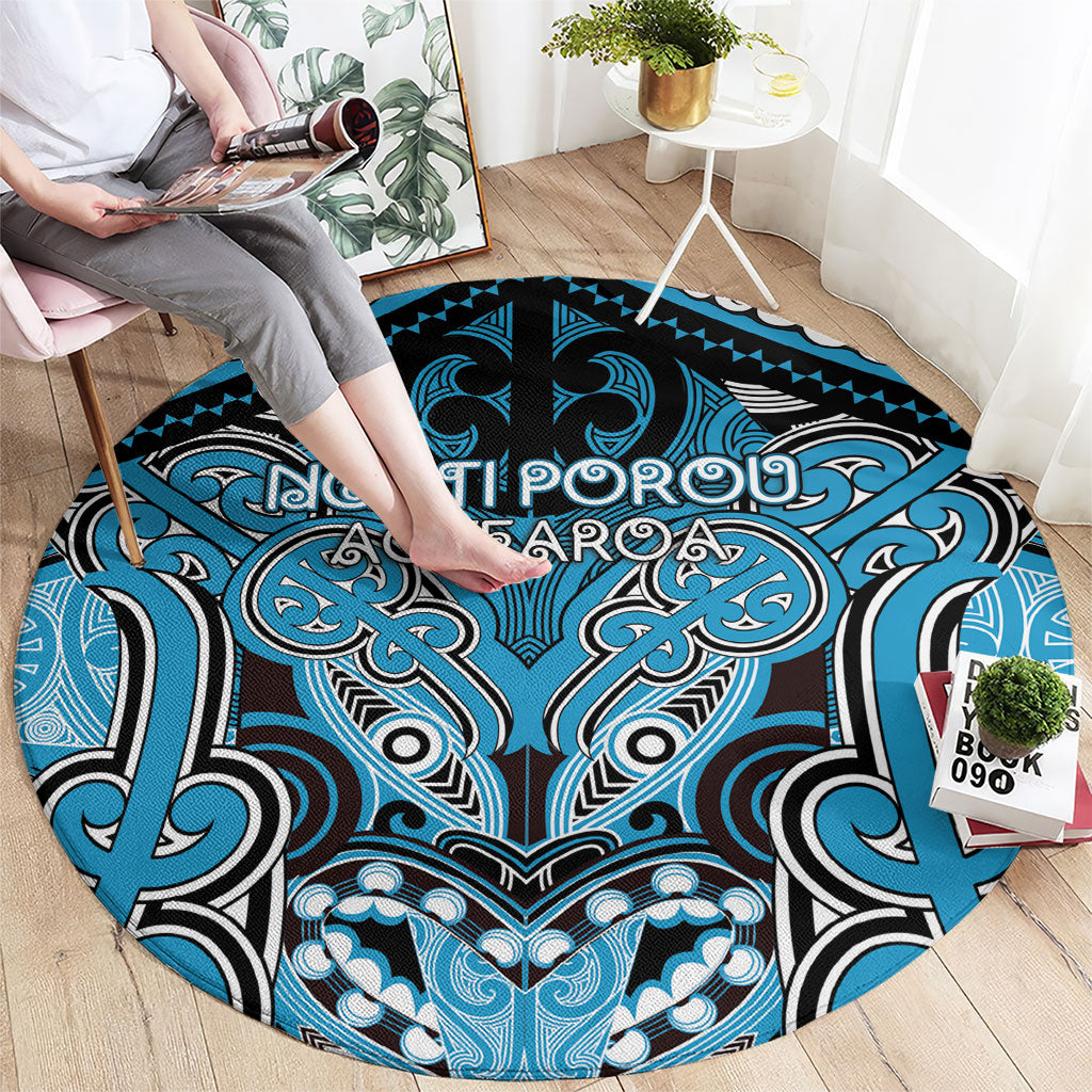 Aotearoa Iwi Ngati Porou Round Carpet Maori Kowhaiwhai Pattern