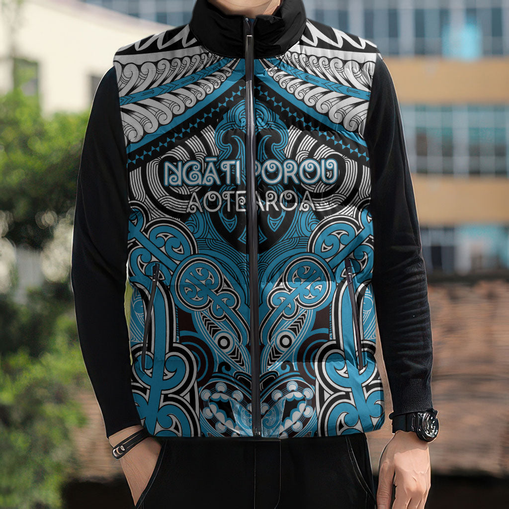 Aotearoa Iwi Ngati Porou Personalised Sleeveless Puffer Jacket Maori Kowhaiwhai Pattern