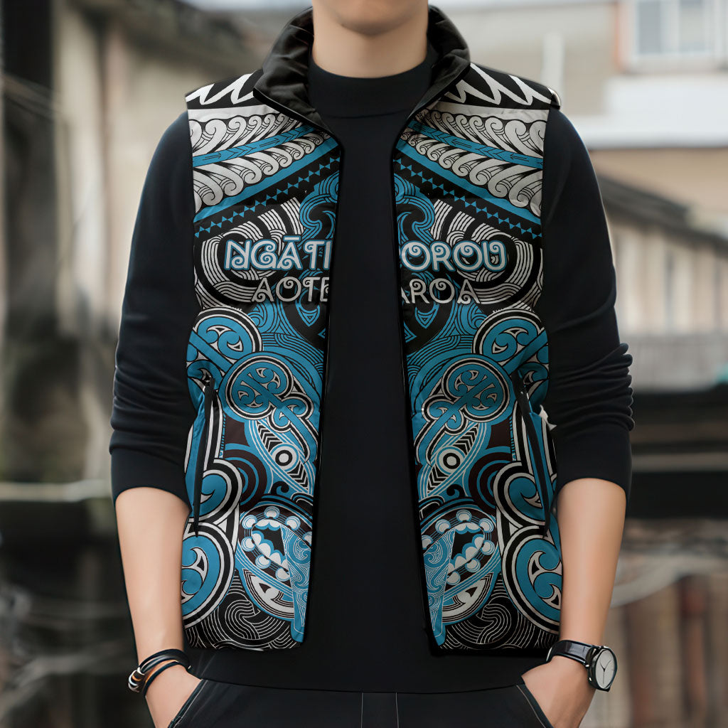 Aotearoa Iwi Ngati Porou Personalised Sleeveless Puffer Jacket Maori Kowhaiwhai Pattern